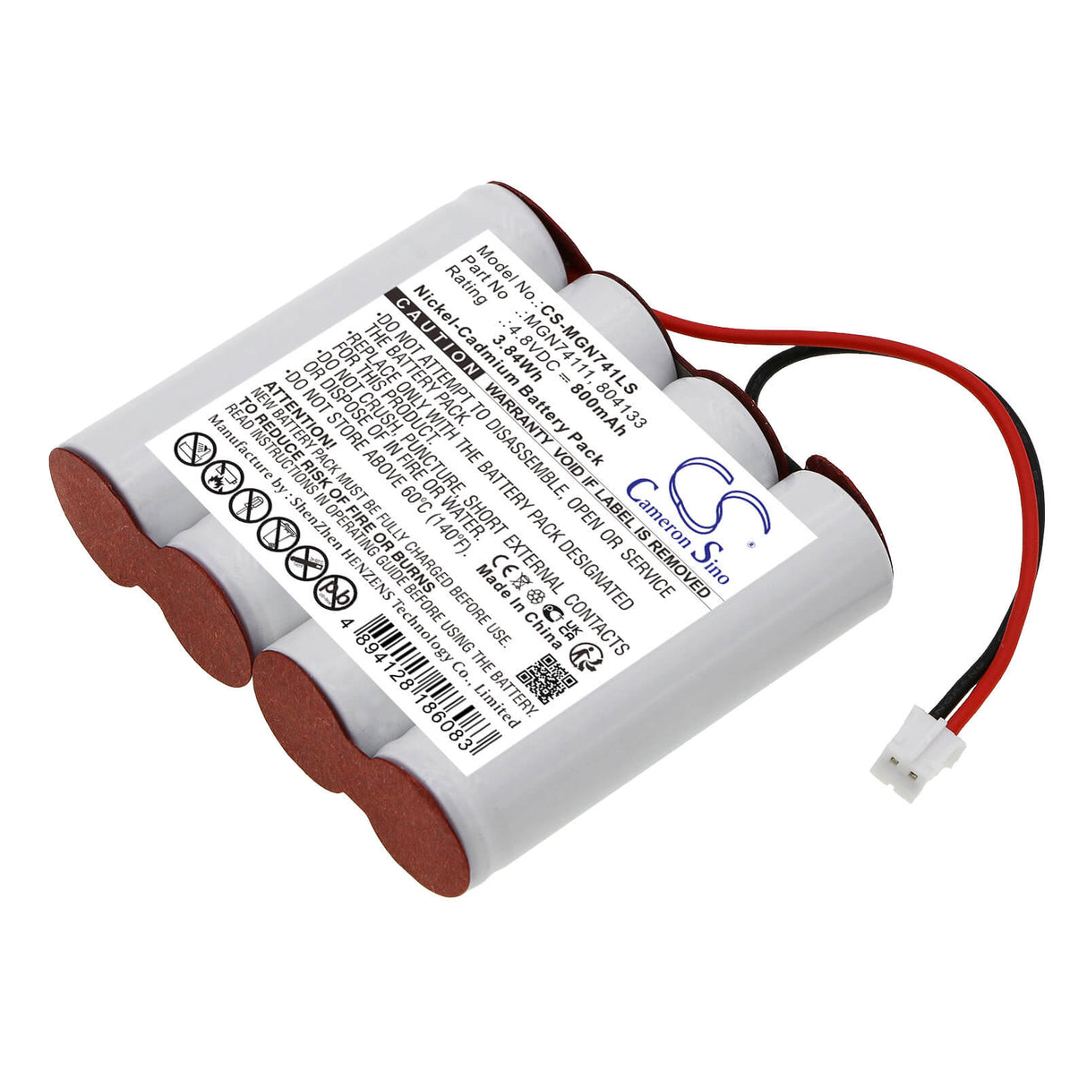 4.8V, Ni-CD, 800mAh, Batterie d'éclairage d'urgence compatible avec Luminox, 804133, 804133, 805504, 3.84Wh Éclairage d'urgence Cameron Sino Technology Limited