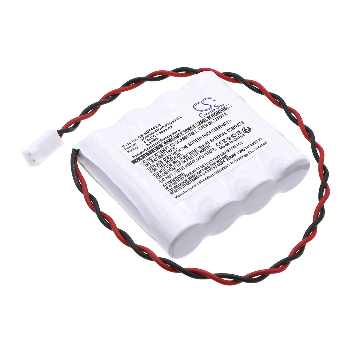 4,8V, Ni-CD, 800mAh, Batterie d'éclairage de secours compatible avec Kaufel, Bgn800-4dwp-prb830ec, 850.0060 Aa/4, 3,84Wh Éclairage de secours Cameron Sino Technology Limited