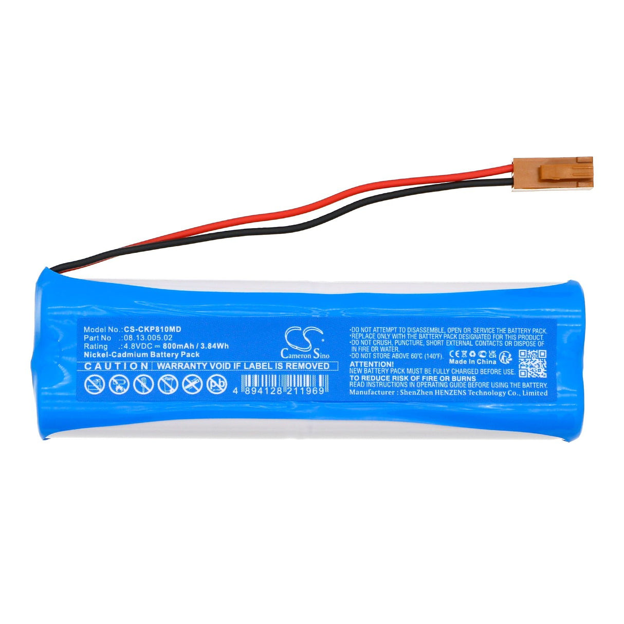 4,8V, Ni-CD, 800mAh, Batterie médicale compatible Critikon, P81, 3,84Wh Medical Cameron Sino Technology Limited (Médical)