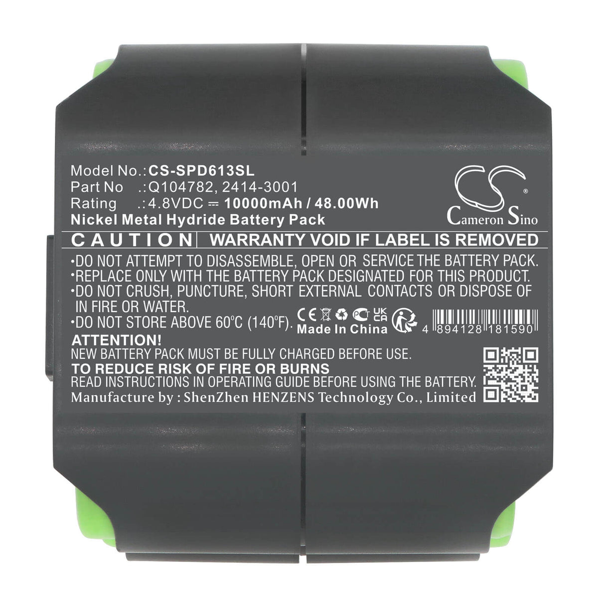 4.8V, Ni-MH, 10000mAh, Equipment battery fits Spectra Precision, 2414-3001, DG613, Dg613g, 48Wh Equipment, Survey, Test Cameron Sino Technology Limited