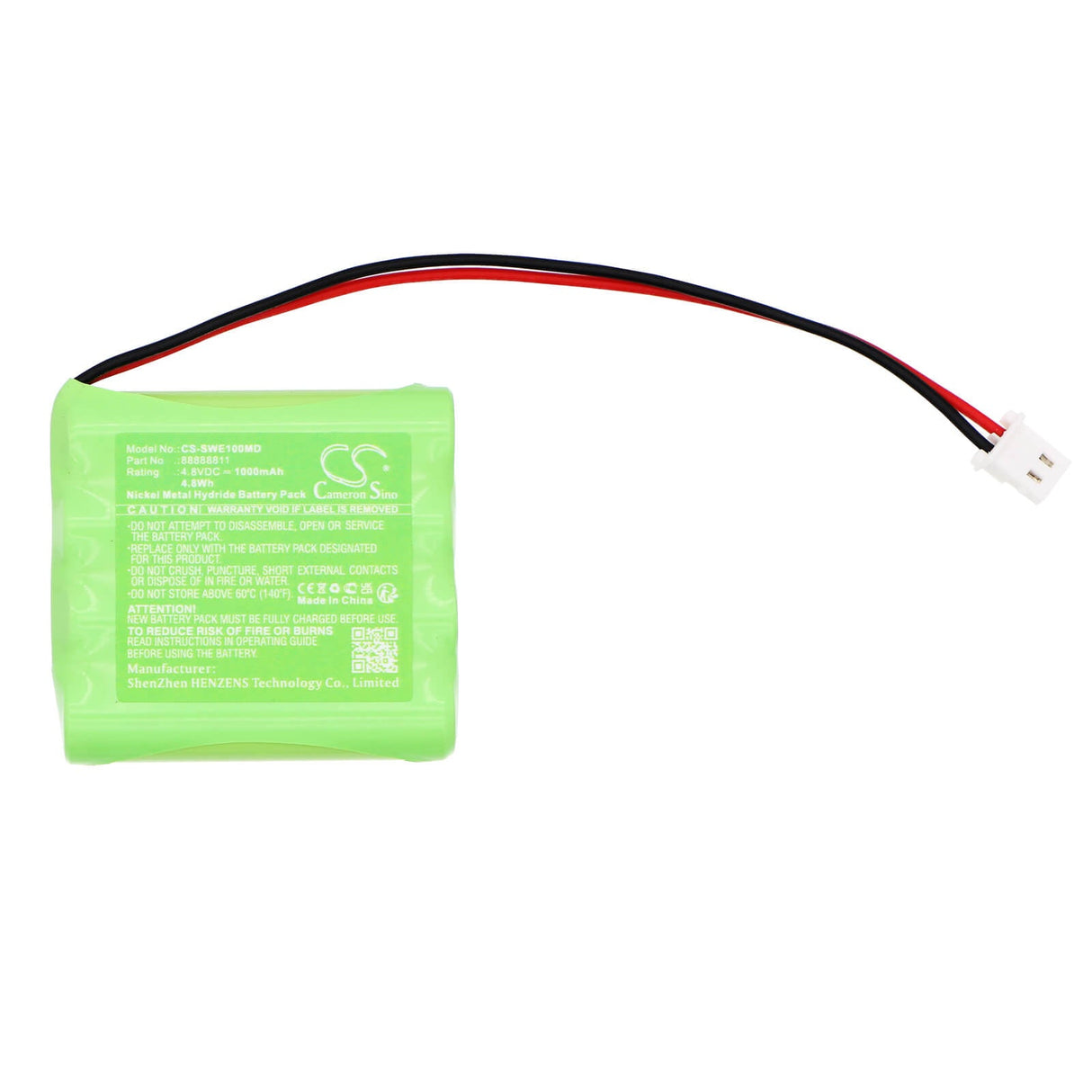 4.8V, Ni-MH, 1000mAh, Batterie médicale compatible avec Schwa, 88888811, Eco 2, 4.8Wh Médical Cameron Sino Technology Limited (Médical)
