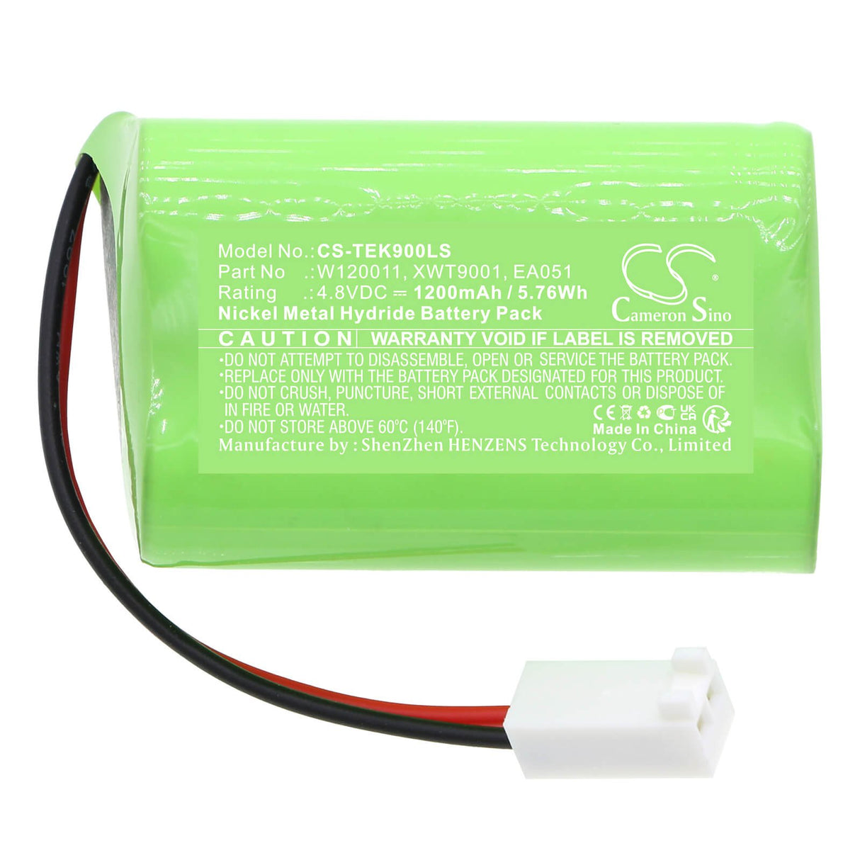 4.8V, Ni-MH, 1200mAh, batterie d'éclairage de secours compatible avec Teknoware, 85073080, Esc 90 Lumière de sortie de secours, W120011, 5.76Wh Éclairage de secours Cameron Sino Technology Limited