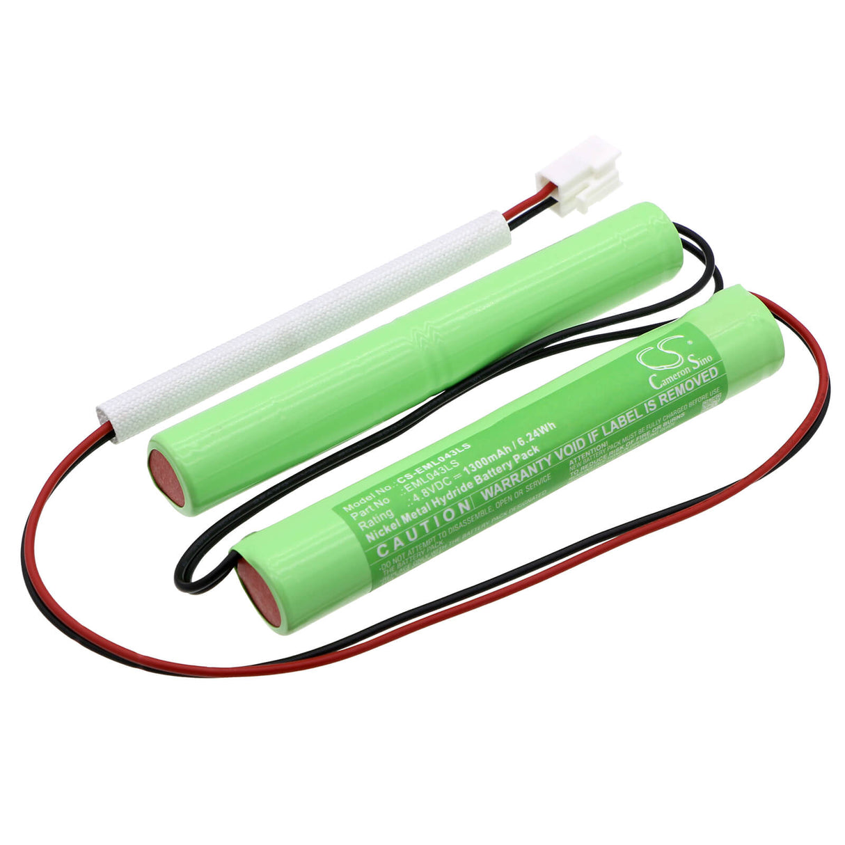 4,8V, Ni-MH, 1300mAh, batterie d'éclairage d'urgence compatible avec Cameron Sino Technologies, CS-EML043LS, 6,24Wh Éclairage d'urgence Cameron Sino Technology Limited