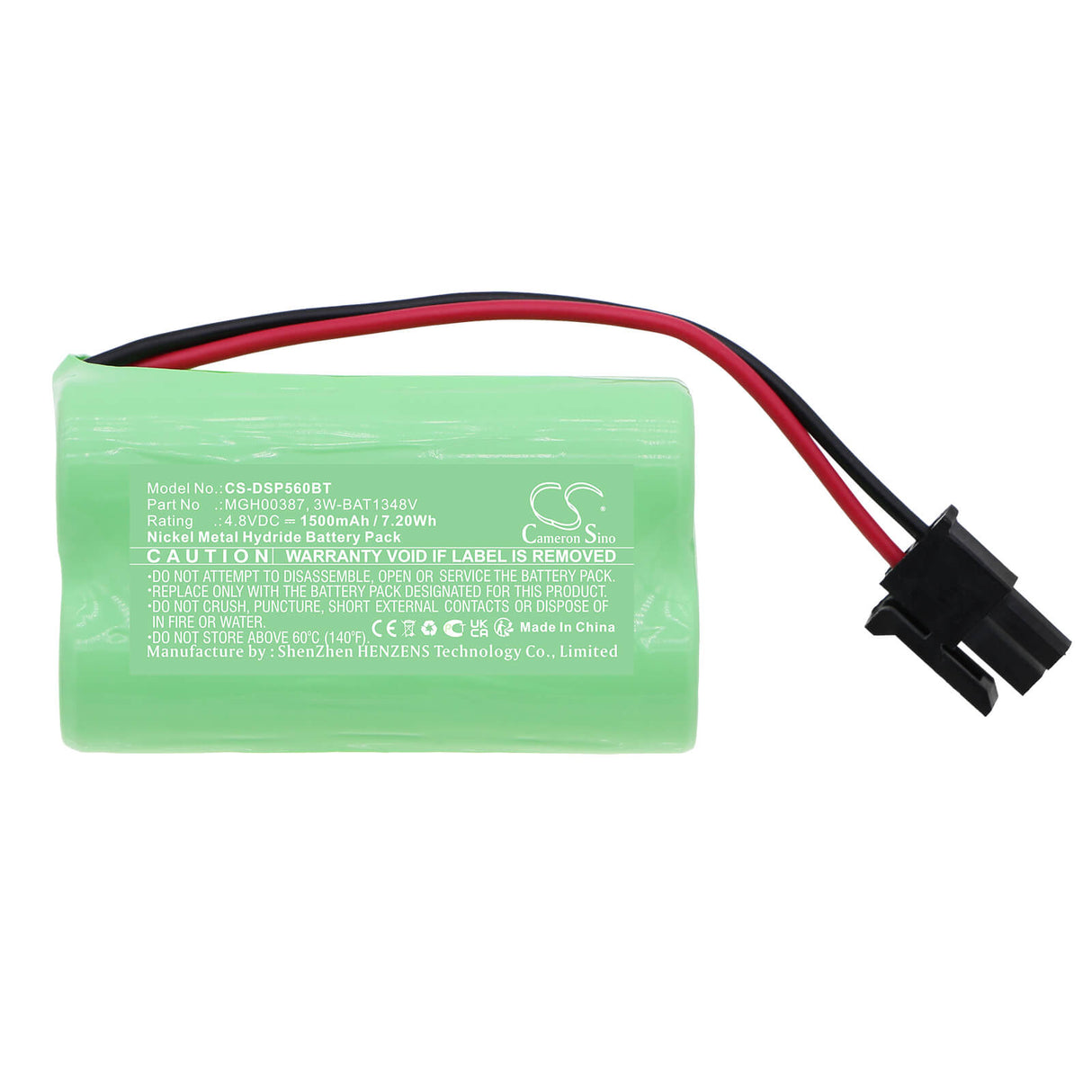 4.8v, Ni-mh, 1500mah, Alarm Battery Fits Dsc, Central Wp8010, Central Wp8030, 7.20wh Alarm System Cameron Sino Technology Limited