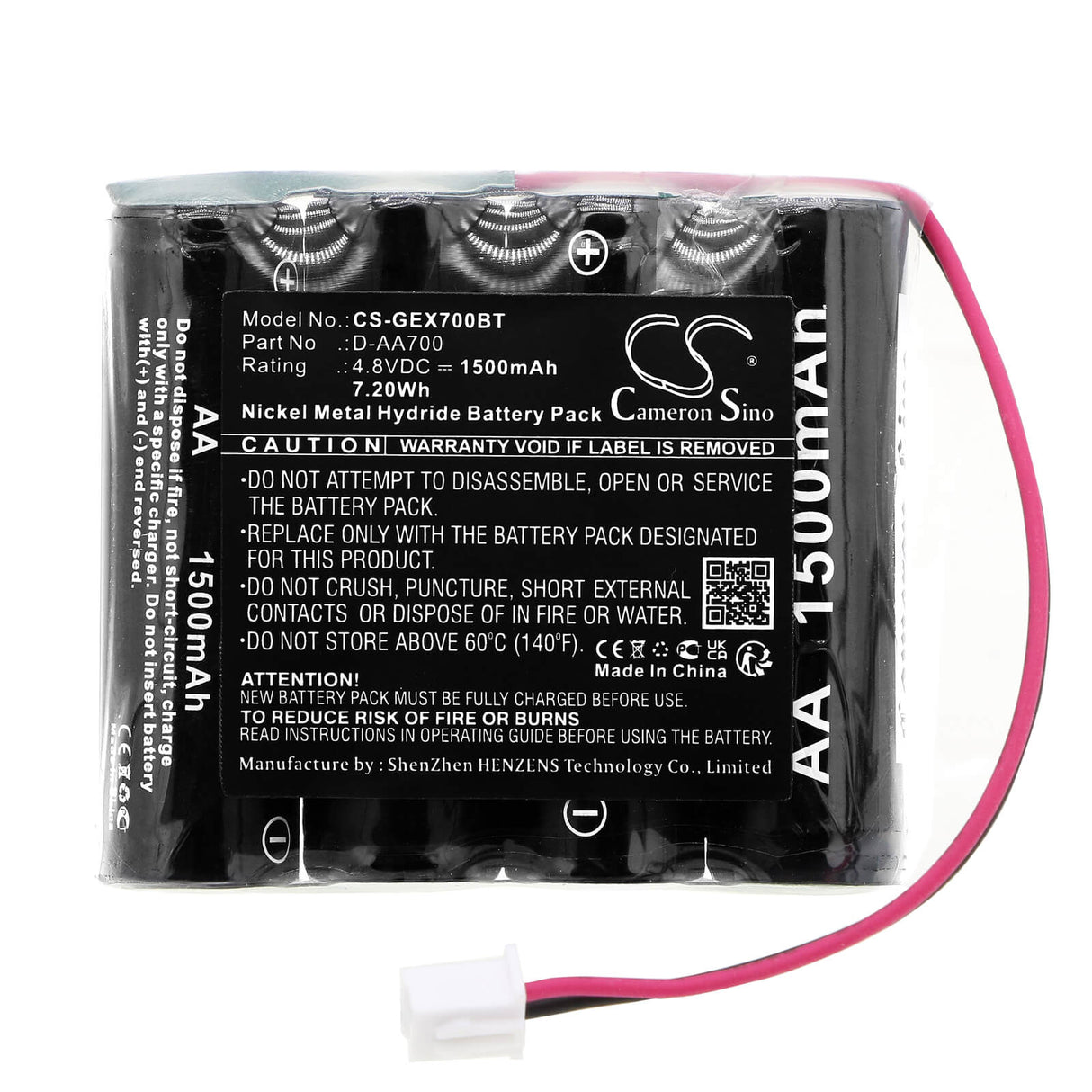 4.8v, Ni-mh, 1500mah, Alarm Battery Fits Ge, Control Panel, Simon Home Security, 7.20wh Alarm System Cameron Sino Technology Limited