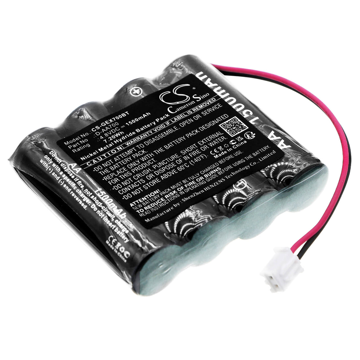 4.8v, Ni-mh, 1500mah, Alarm Battery Fits Ge, Control Panel, Simon Home Security, 7.20wh Alarm System Cameron Sino Technology Limited