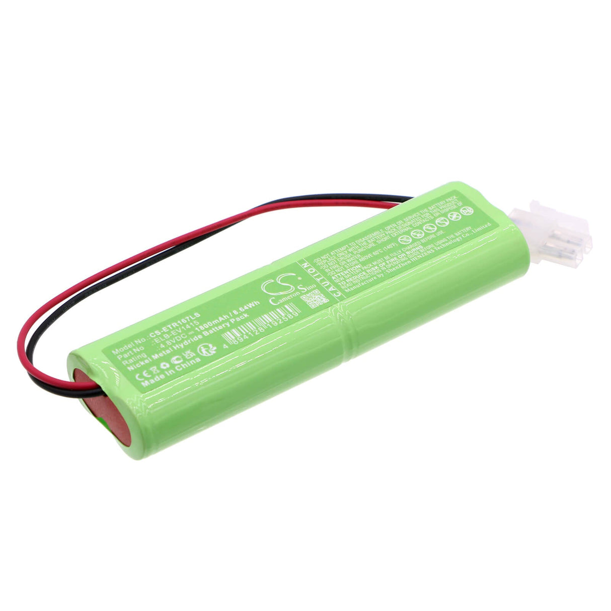 4.8V, Ni-MH, 1800mAh, batterie d'éclairage de secours compatible avec Ektor, Elb-ev1415, 1415, Ev1670, 8.64Wh Éclairage de secours Cameron Sino Technology Limited