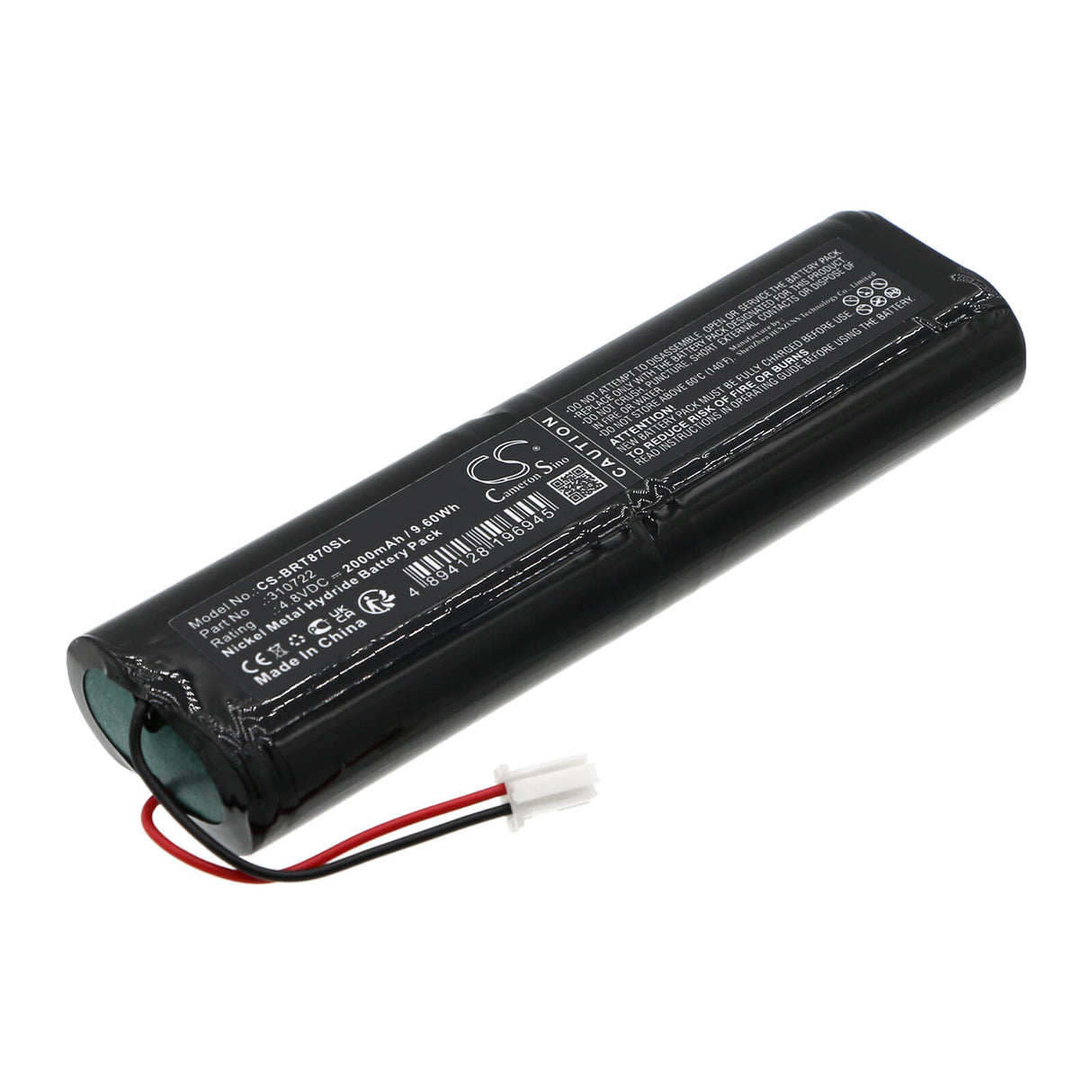 4.8V, Ni-MH, 2000mAh, Batterie d'équipement compatible avec Bartec Benke, 04z14500-2201, 6728-70 Série C, 9.6Wh Équipement, Enquête, Test Cameron Sino Technology Limited