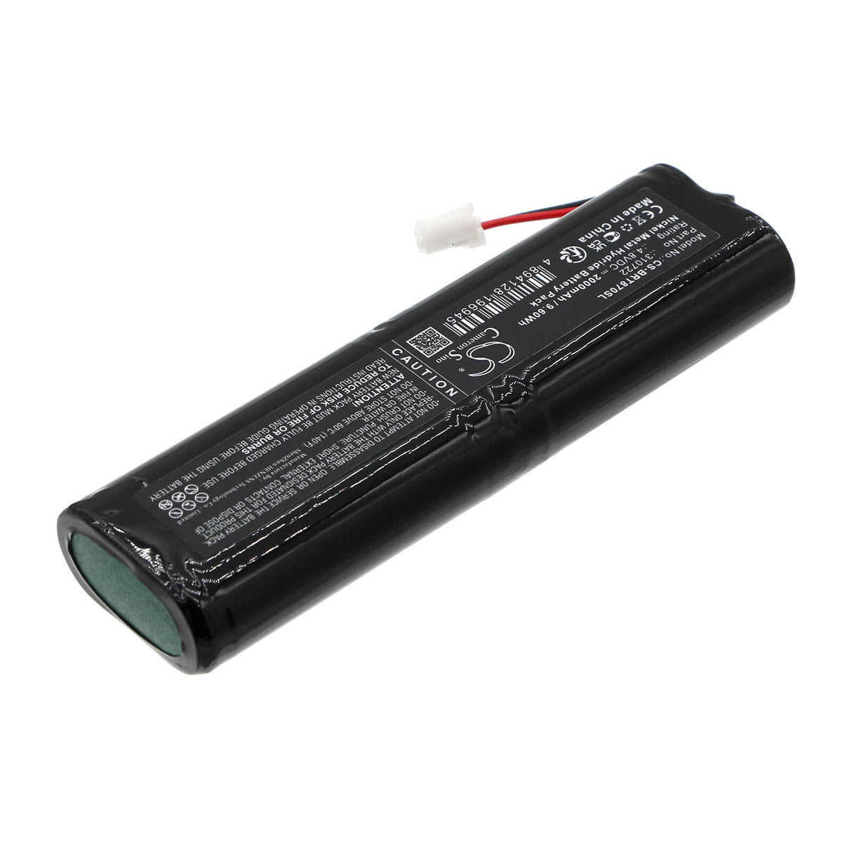 4.8V, Ni-MH, 2000mAh, Batterie d'équipement compatible avec Bartec Benke, 04z14500-2201, 6728-70 Série C, 9.6Wh Équipement, Enquête, Test Cameron Sino Technology Limited