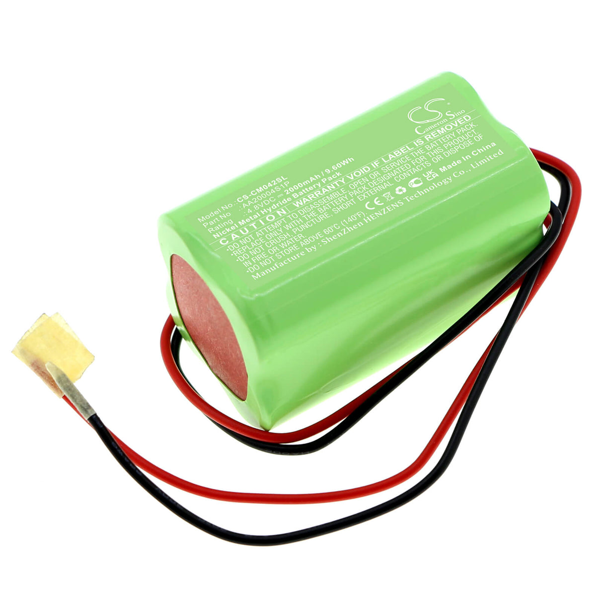 4.8V, Ni-MH, 2000mAh, Pack de batteries convient aux packs de batteries personnalisés, Aa20004s1p, 9.6Wh Pack de batteries Cameron Sino Technology Limited