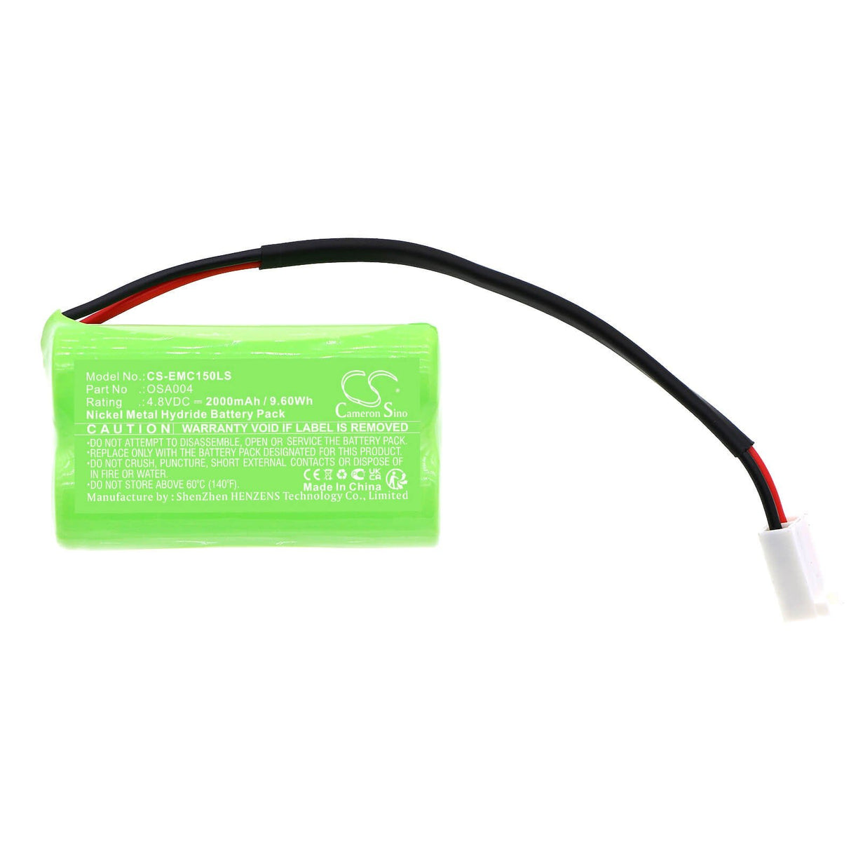 4.8V, Ni-MH, 2000mAh, batterie d'éclairage de secours compatible avec Saft, Astralite, Powersonic, Day-brite, Osi, Osa004, Osa004, 9.60Wh Éclairage de secours Cameron Sino Technology Limited