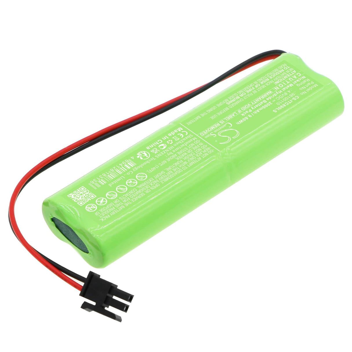 4,8V, Ni-MH, 2000mAh, Batterie d'éclairage de secours compatible avec Inotec, 98100110, 890021, 9,60Wh Éclairage de secours Cameron Sino Technology Limited