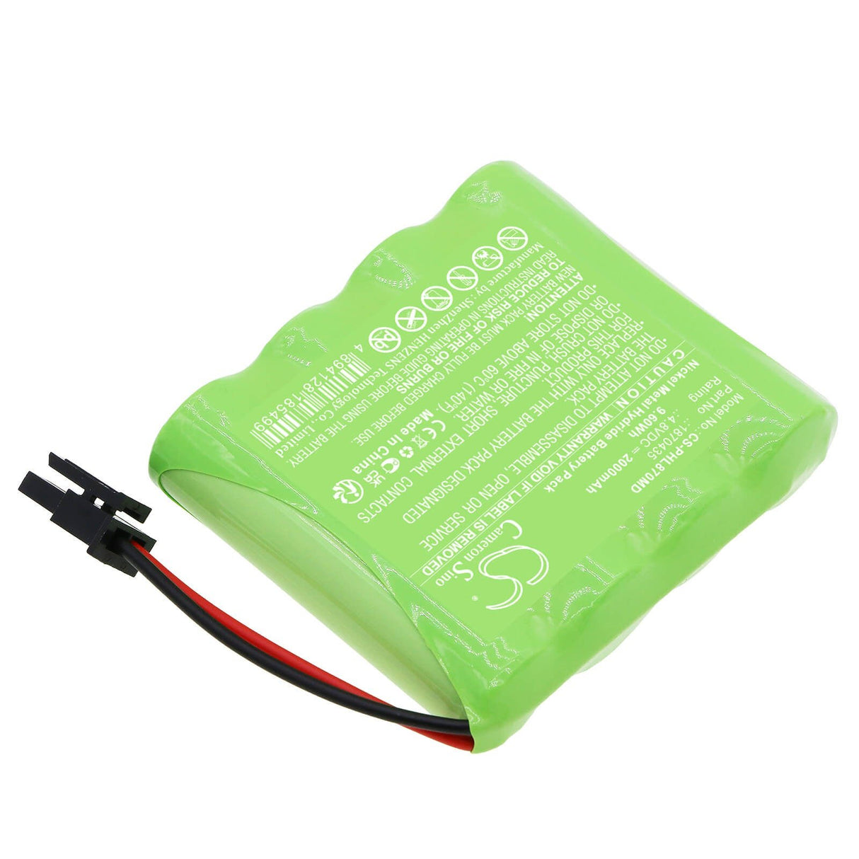 4,8V, Ni-MH, 2000mAh, Batterie médicale compatible avec Philips, 1870435, Système d'alerte mobile Gosafe, Lifeline Gosafe Mobile Alert S, 9,60Wh Medical Cameron Sino Technology Limited (Médical)