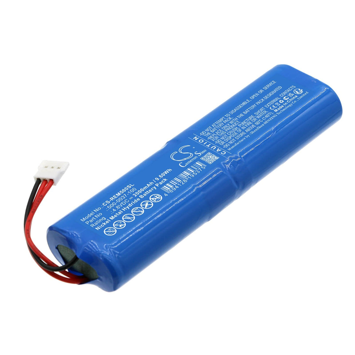 4.8V, Ni-MH, 2000mAh, Batterie d'équipement compatible avec Rae Systems, 0059 0039 0037, MultiRAE Plus, Multirae Qrae, 9.6Wh Équipement, Enquête, Test Cameron Sino Technology Limited