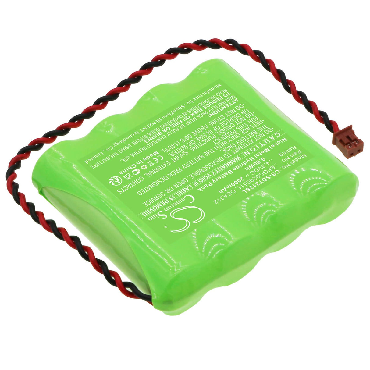 4.8V, Ni-MH, 2000mAh, Batterie d'équipement compatible avec Shimpo, Bfgg0200511, FGE-HX, Fge-hxy, 9.6Wh Équipement, Enquête, Test Cameron Sino Technology Limited