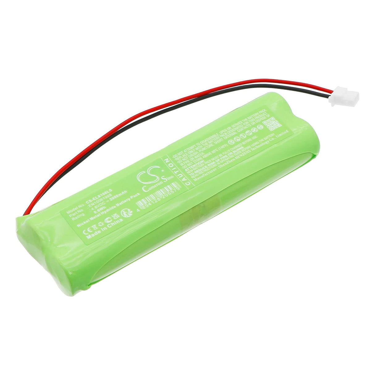 4,8V, Ni-MH, 2000mAh, Batterie d'éclairage d'urgence compatible avec Esylux, En10061998, Sle, Slf, 9,6Wh Éclairage d'urgence Cameron Sino Technology Limited