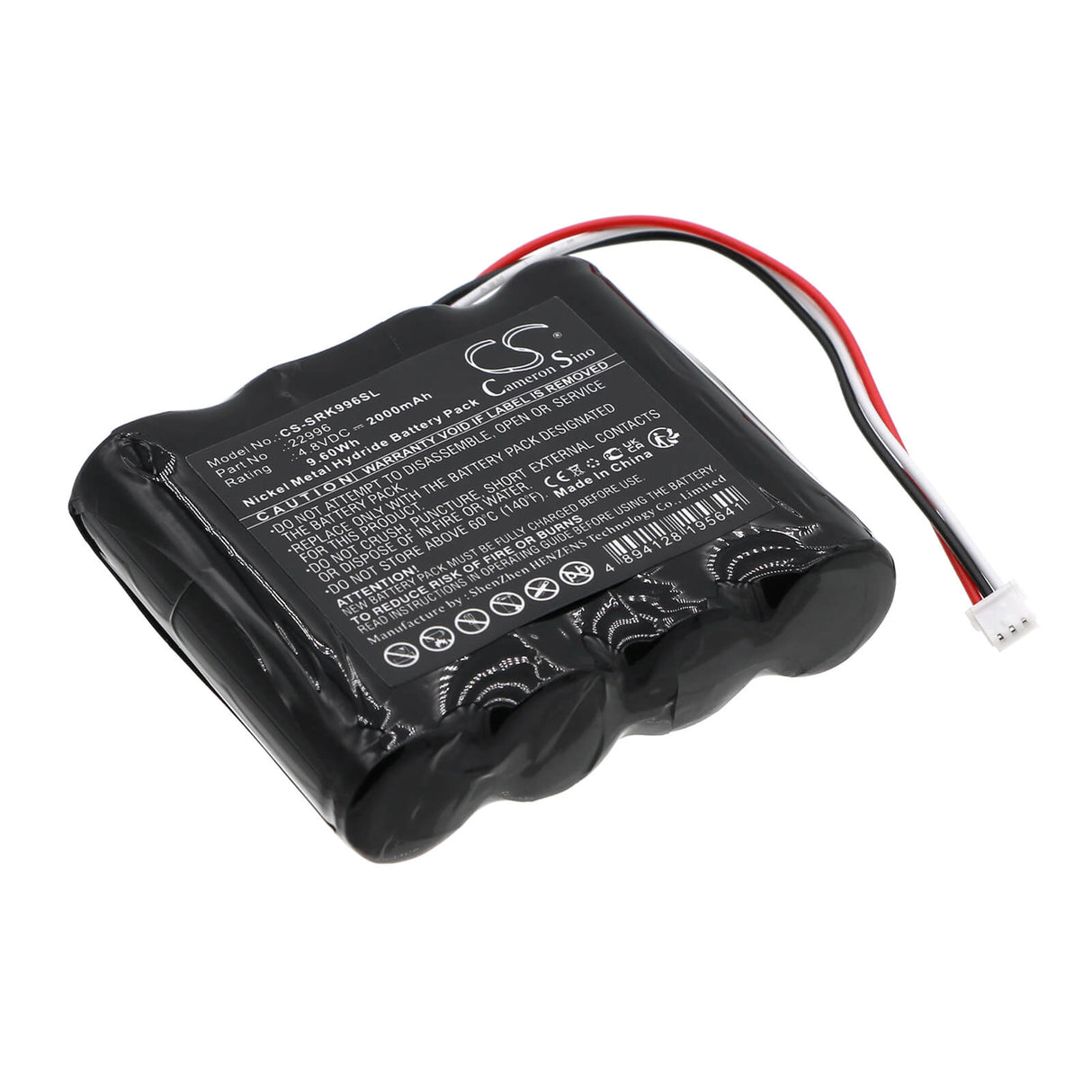 4,8V, Ni-MH, 2000mAh, Batterie d'équipement compatible avec Systronik, 22996, 4-HXAAL, 9,6Wh Équipement, Enquête, Test Cameron Sino Technology Limited