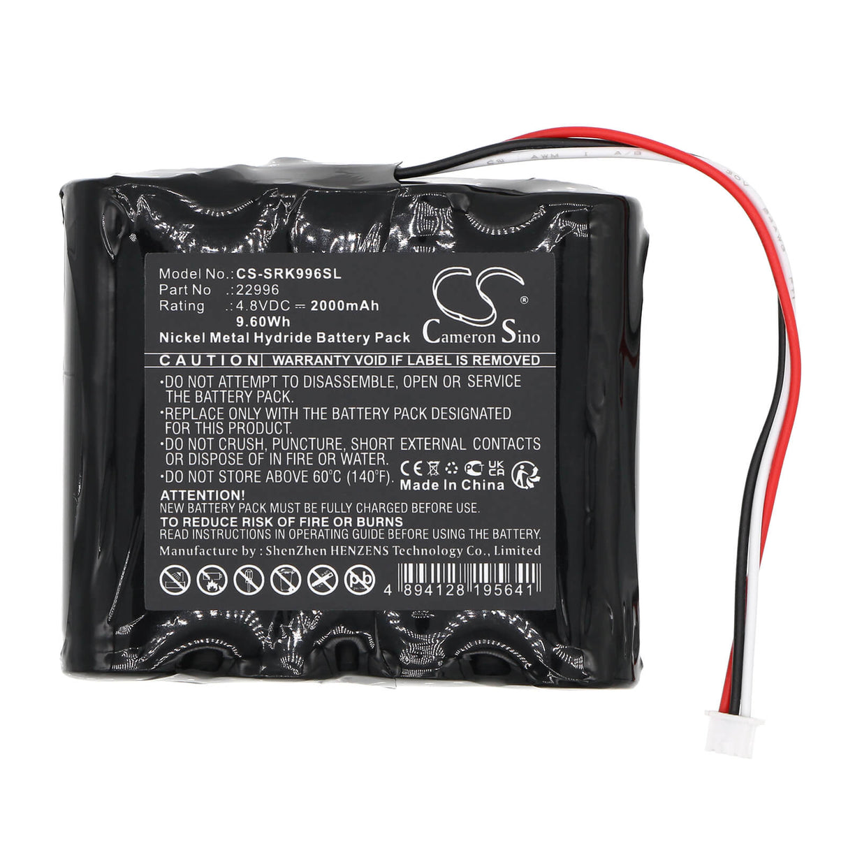 4,8V, Ni-MH, 2000mAh, Batterie d'équipement compatible avec Systronik, 22996, 4-HXAAL, 9,6Wh Équipement, Enquête, Test Cameron Sino Technology Limited
