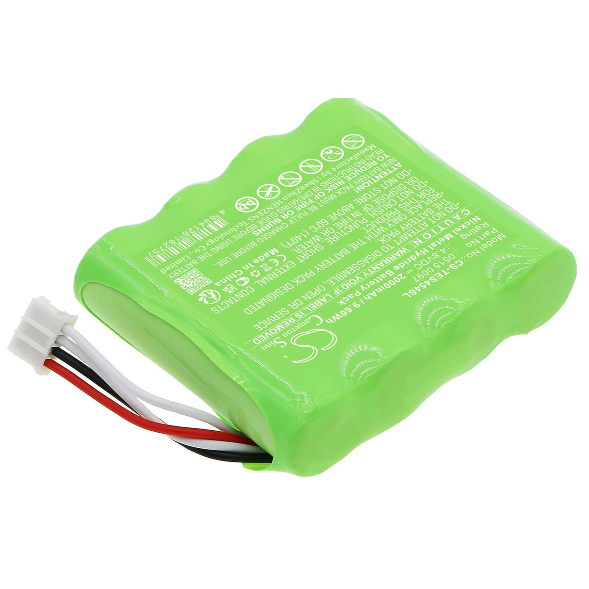 4.8V, Ni-MH, 2000mAh, Batterie d'équipement compatible Testo, 0515 0097, 350 Control, 454 Control, 9.6Wh Équipement, Enquête, Test Cameron Sino Technology Limited