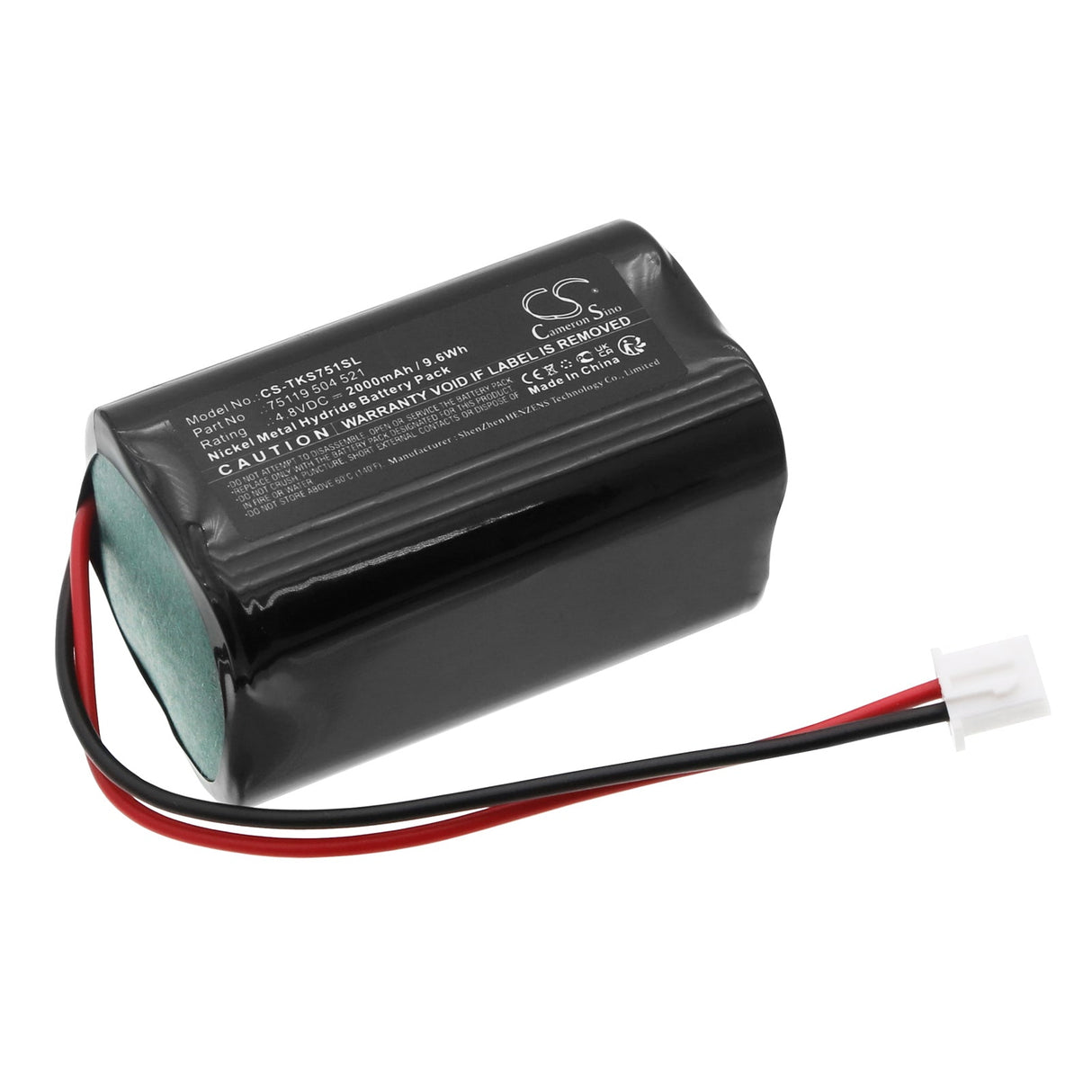 4.8V, Ni-MH, 2000mAh, Équipement, Enquête, Batterie de test compatible avec Techkon, Spectrodens Spectroplate, 9.6Wh Équipement, Enquête, Test Cameron Sino Technology Limited