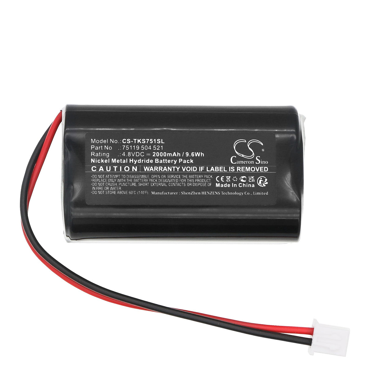 4.8V, Ni-MH, 2000mAh, Équipement, Enquête, Batterie de test compatible avec Techkon, Spectrodens Spectroplate, 9.6Wh Équipement, Enquête, Test Cameron Sino Technology Limited