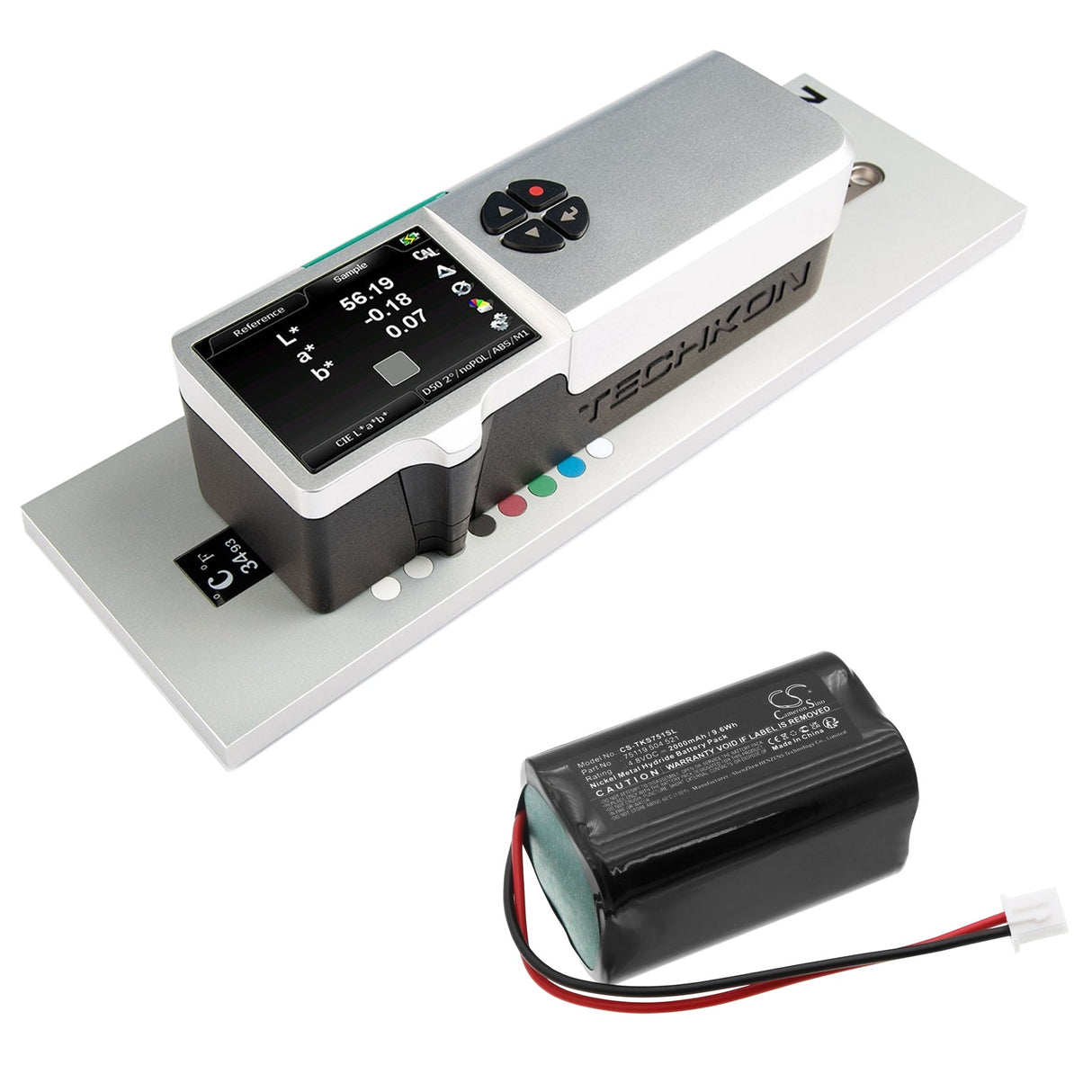4.8V, Ni-MH, 2000mAh, Équipement, Enquête, Batterie de test compatible avec Techkon, Spectrodens Spectroplate, 9.6Wh Équipement, Enquête, Test Cameron Sino Technology Limited