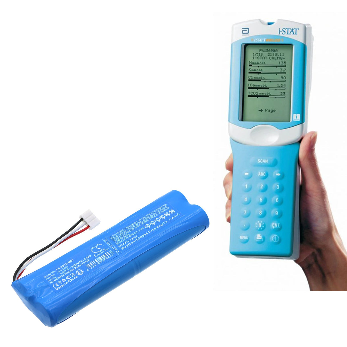 4.8V, Ni-MH, 2000mAh, Medical battery fits Abbott, I-stat Printer, I-stat System, 9.6Wh Medical Cameron Sino Technology Limited (Medical)