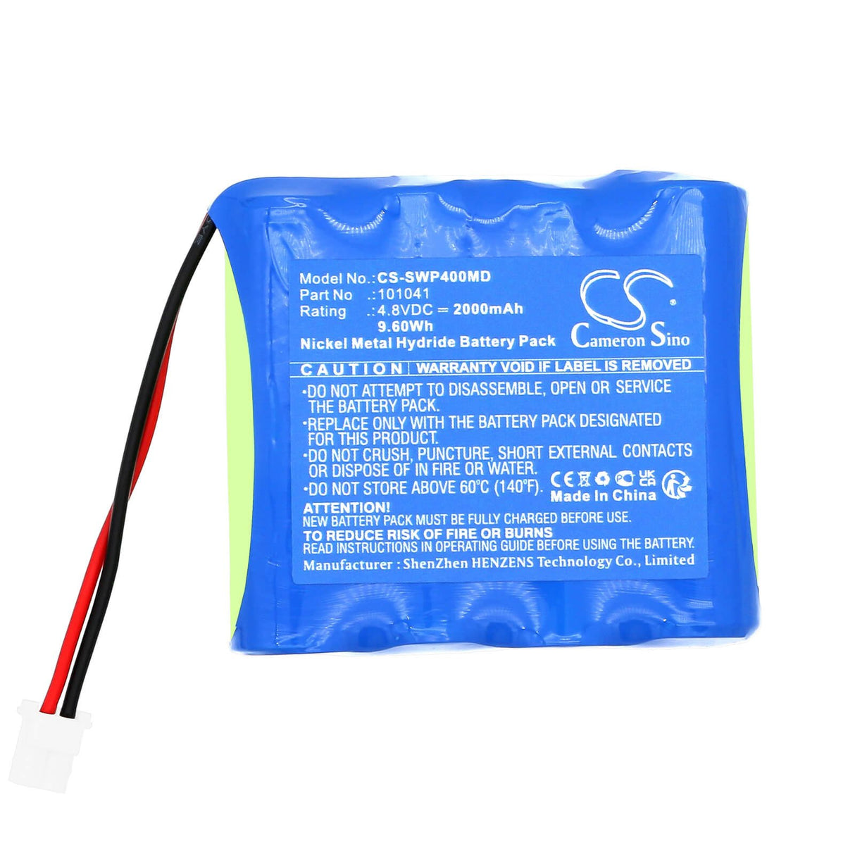 4,8V, Ni-MH, 2000mAh, Batterie médicale compatible Schwa, 101041, Eco+ Emp4, 9,60Wh Medical Cameron Sino Technology Limited (Médical)