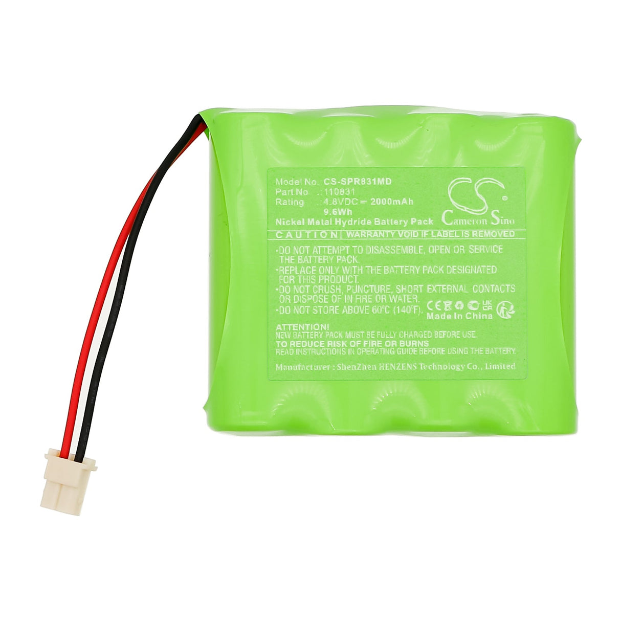 4,8V, Ni-MH, 2000mAh, Batterie médicale compatible avec Spengler, Pression Artérielle Pro-h, 9,6Wh Cameron Sino Technology Limited (Médical)