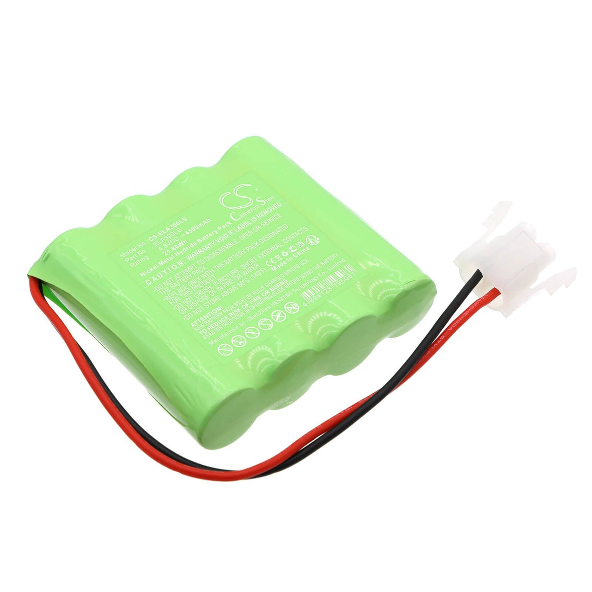 4.8V, Ni-MH, 4500mAh, batterie d'éclairage d'urgence compatible avec Cameron Sino Technologies, CS-ELA300LS, 21.60Wh Éclairage d'urgence Cameron Sino Technology Limited
