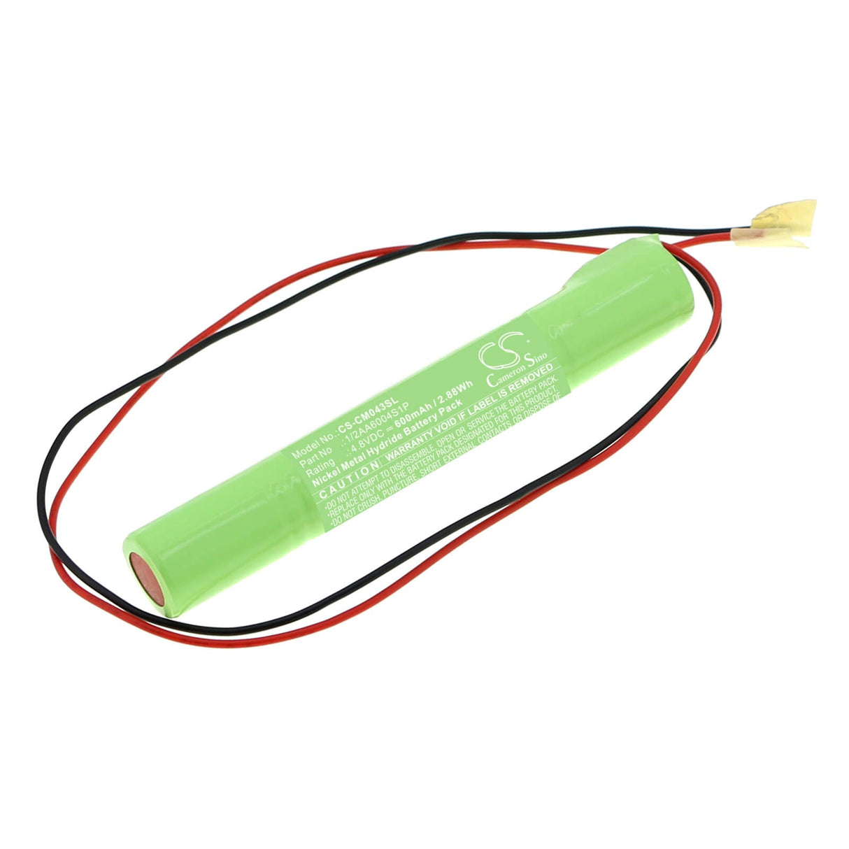 4.8V, Ni-MH, 600mAh, batterie compatible avec les packs de batteries personnalisés, 1/2aa6004s1p, 2.88Wh Pack de batterie Cameron Sino Technology Limited
