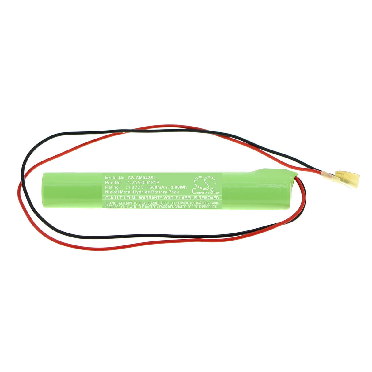 4.8V, Ni-MH, 600mAh, batterie compatible avec les packs de batteries personnalisés, 1/2aa6004s1p, 2.88Wh Pack de batterie Cameron Sino Technology Limited