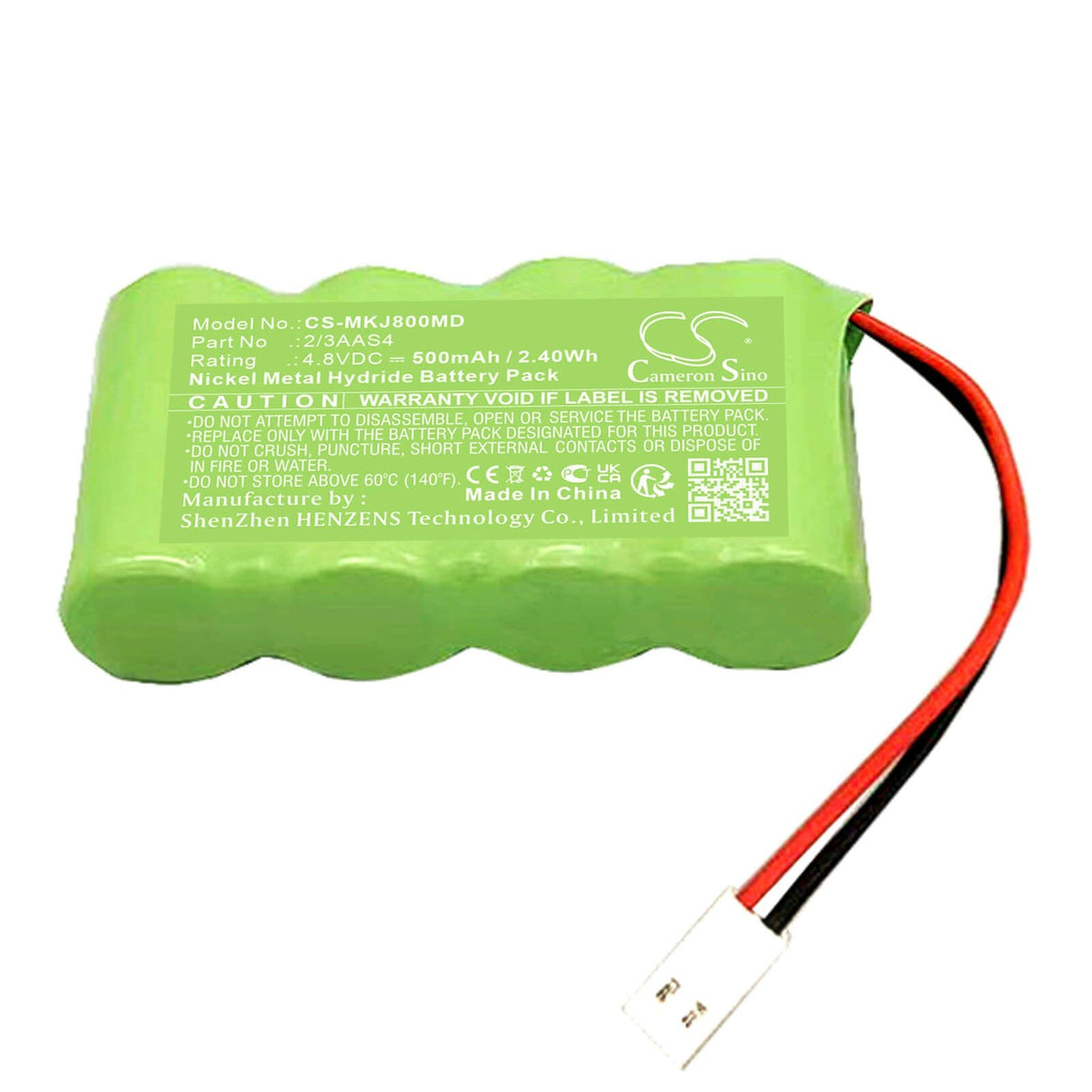 4.8V, Ni-MH, 500mAh, Batterie médicale compatible avec Kejian, 2/3aas4, Jaundice Meter Kj-8000, 2.40Wh Médical Cameron Sino Technology Limited (Médical)