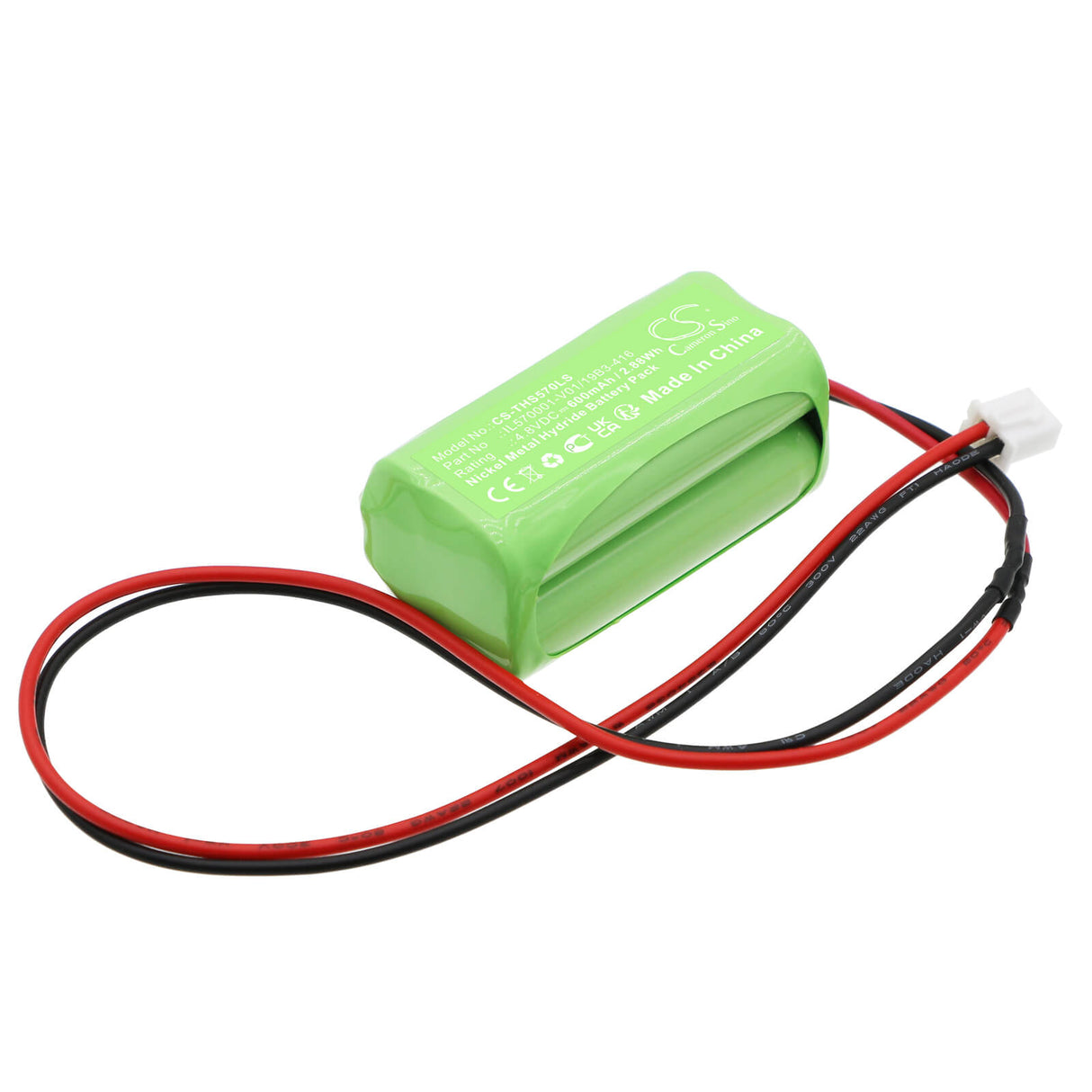 4.8V, Ni-MH, 600mAh, batterie d'éclairage d'urgence compatible avec Thorn Voyager, Il570001-v01/19b3-416, Styleaccu 3h, 2.88Wh Éclairage d'urgence Cameron Sino Technology Limited
