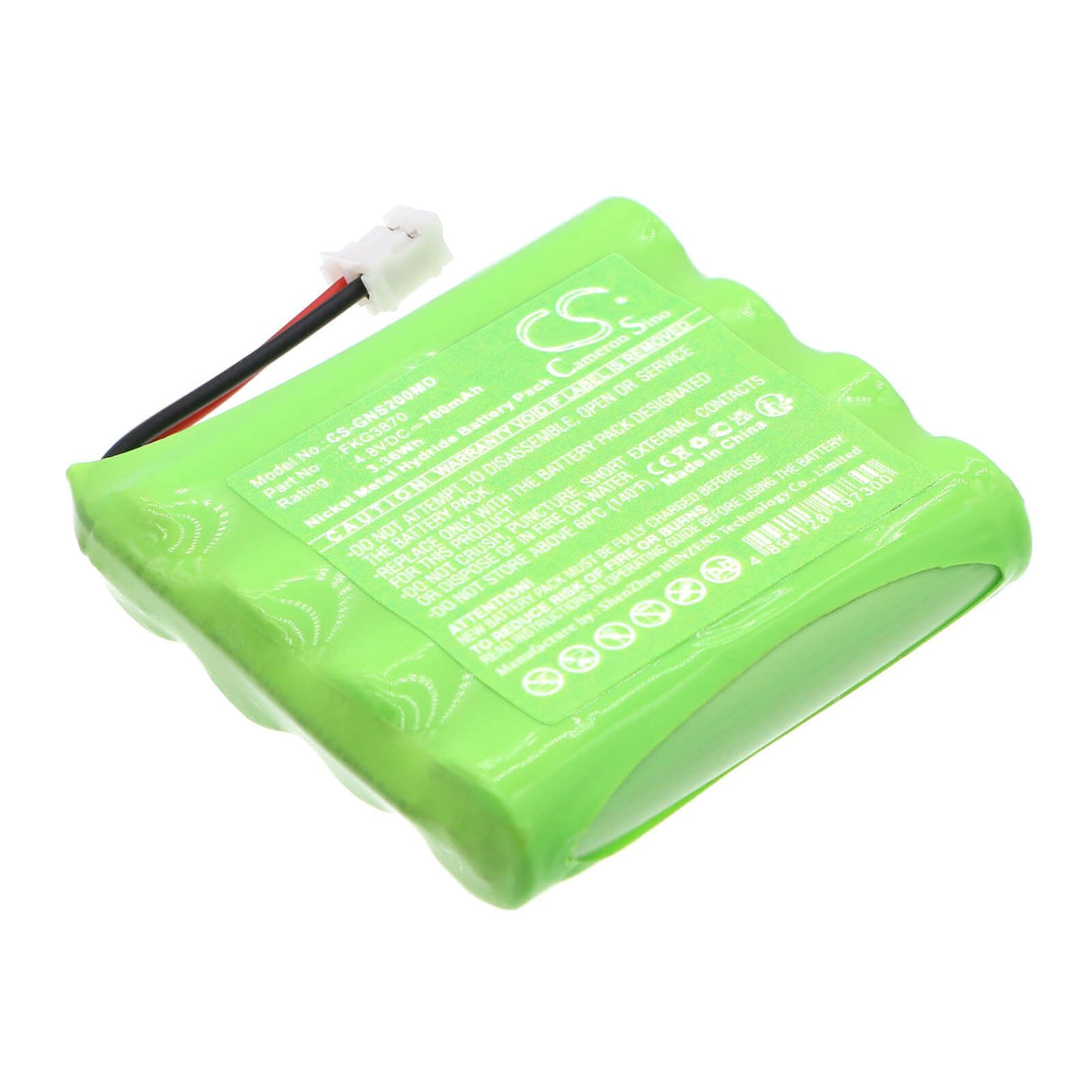 4.8V, Ni-MH, 700mAh, Batterie médicale compatible avec Globus, Fkg3870, A3r, Duo Tens, 3.36Wh Médical Cameron Sino Technology Limited (Médical)
