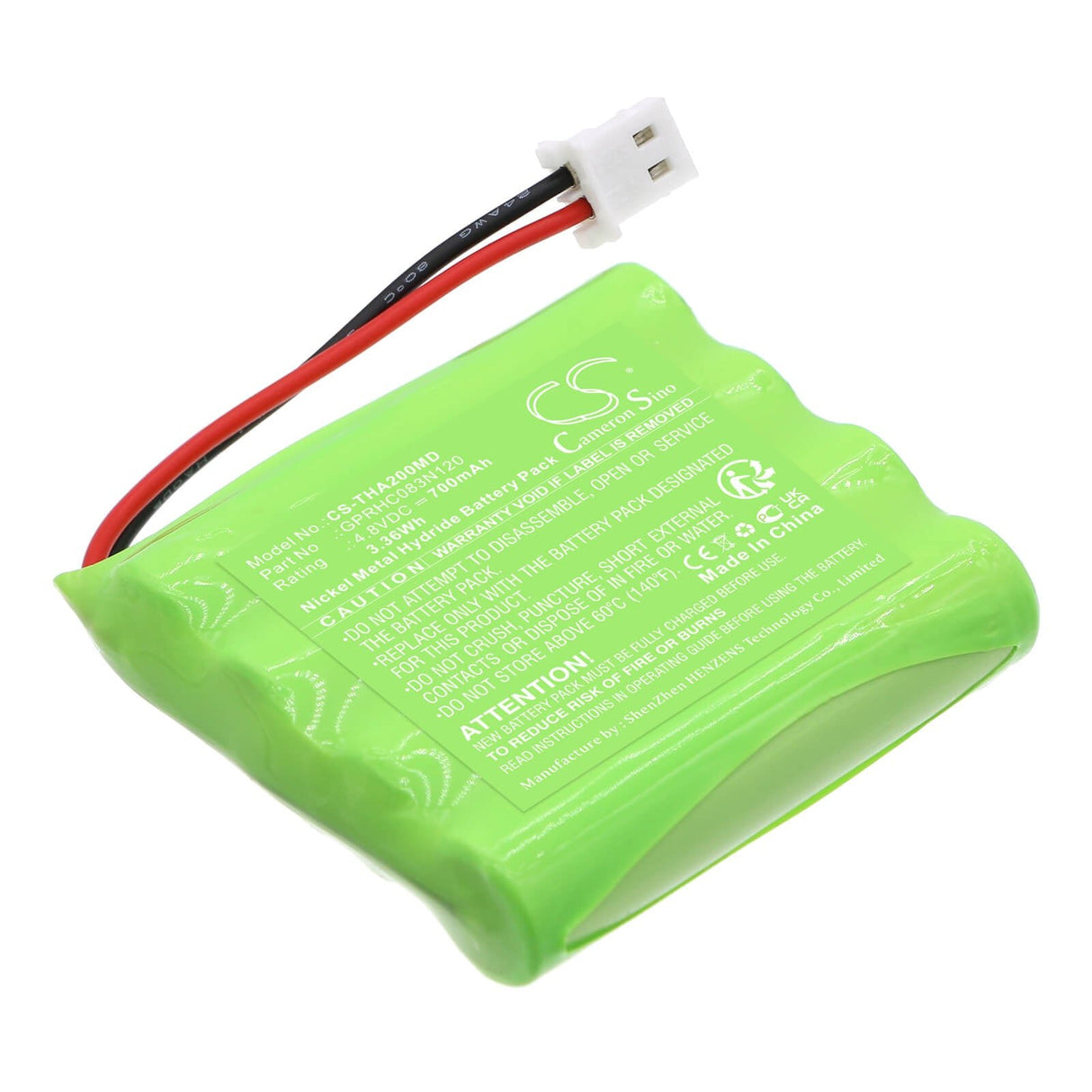 4.8V, Ni-MH, 700mAh, Batterie médicale compatible avec I-tech, Gprhc083n120, I-tech Physio Und Mag 1000 (2, Mio Care, 3.36Wh Medical Cameron Sino Technology Limited (Médical)