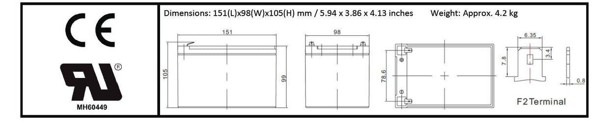 12V 14Ah Scooter Battery SB12140D 6-DZM-12 F2 Terminal Sealed Lead Acid DriveMotion
