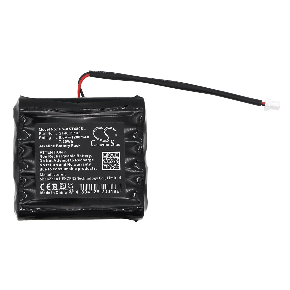 6.0v, Alcaline, 1200mah, Batterie de serrure de porte compatible avec AmadeoA-lock St48, 7.20wh Serrure de porte Cameron Sino Technology Limited