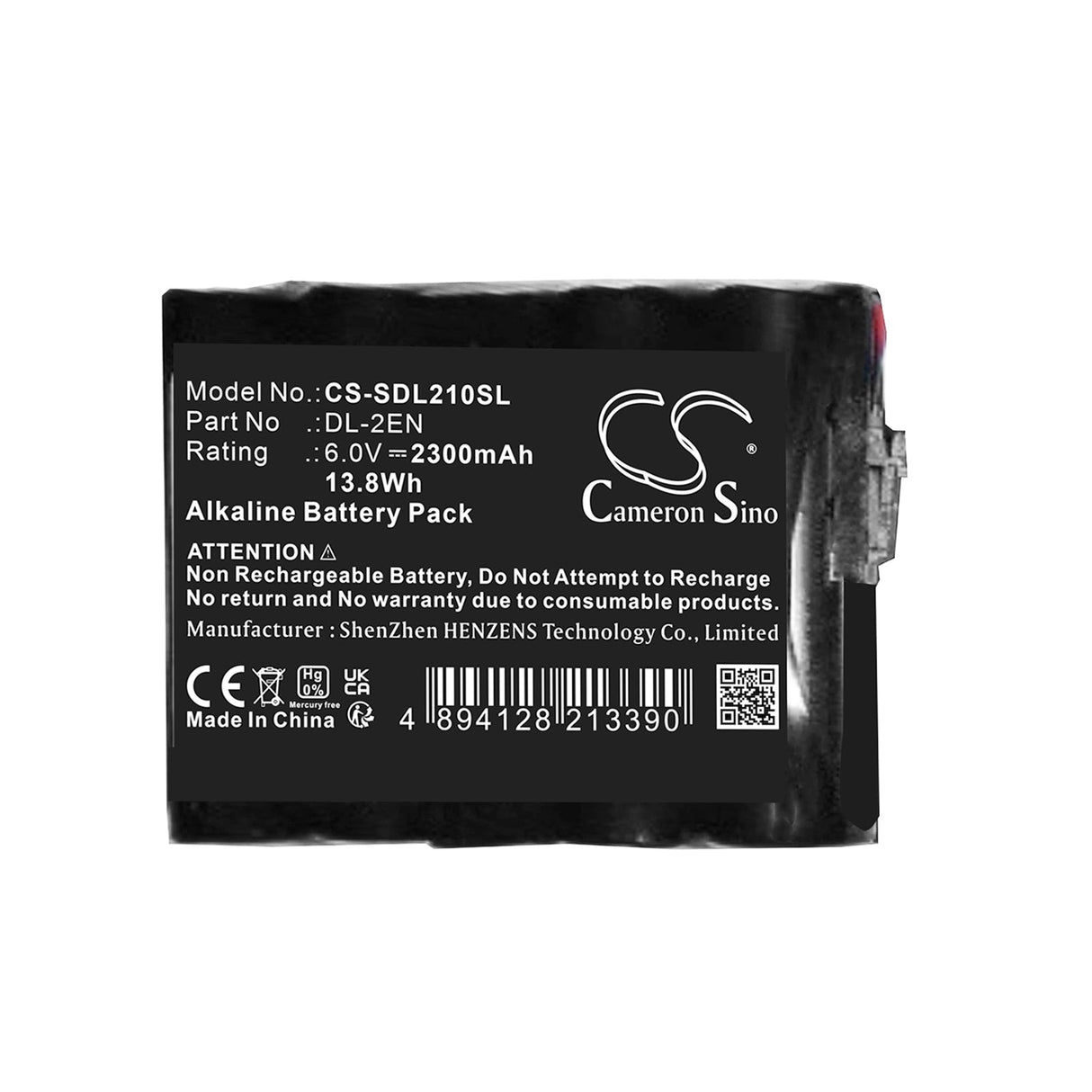 6,0V, Alcaline, 2300mAh, Batterie de serrure de porte compatible avec Doorlock, Dl-2en, 13.8Wh Serrure de porte Cameron Sino Technology Limited