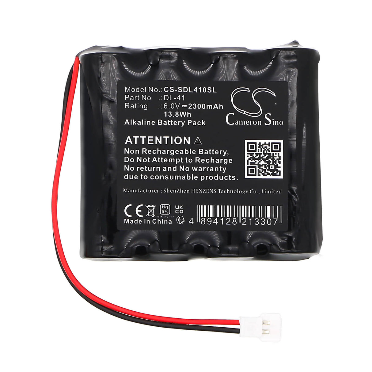 6.0V, Alcaline, 2300mAh, batterie de serrure de porte compatible avec Doorlock, Dl-41, 13.8Wh Serrure de porte Cameron Sino Technology Limited