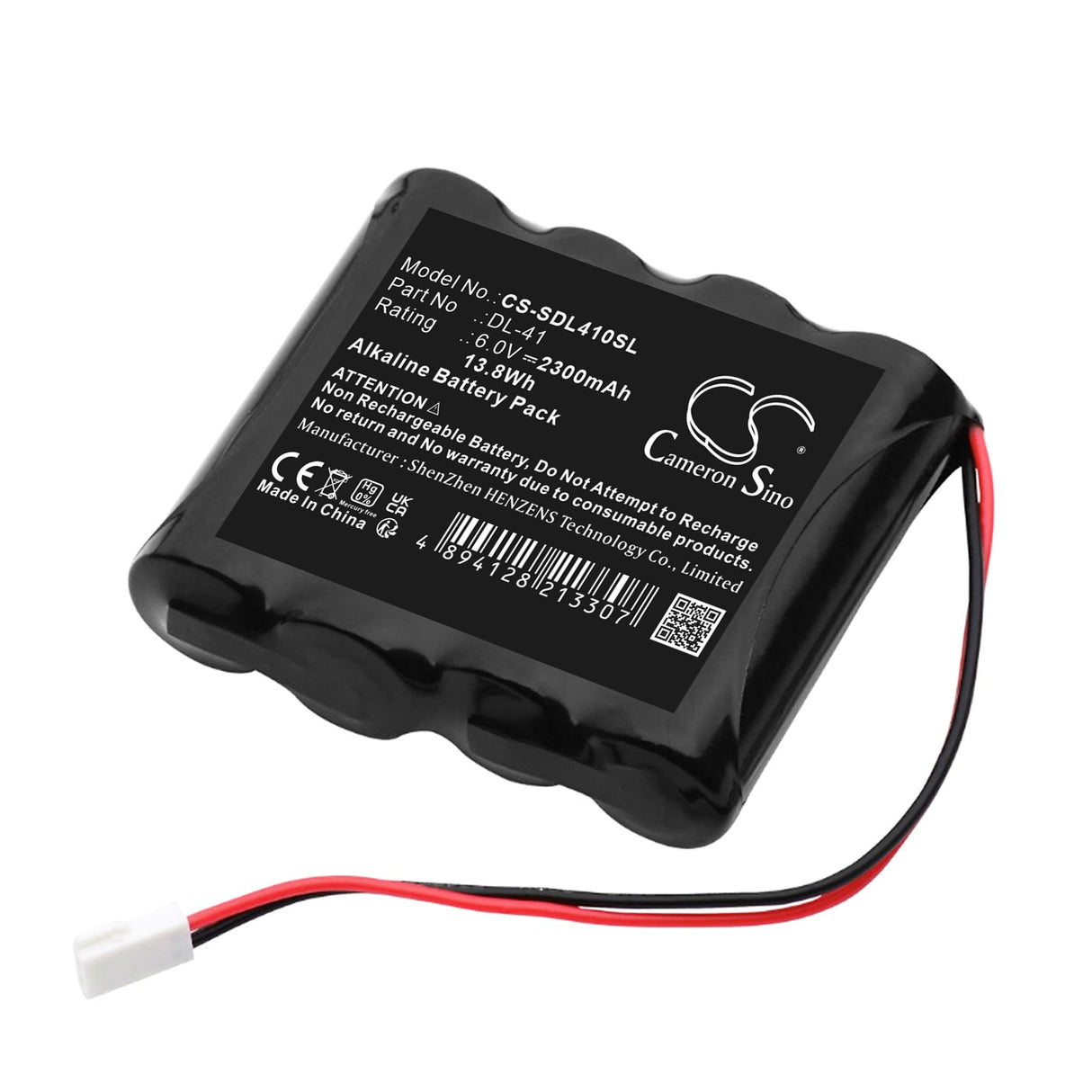 6.0V, Alcaline, 2300mAh, batterie de serrure de porte compatible avec Doorlock, Dl-41, 13.8Wh Serrure de porte Cameron Sino Technology Limited