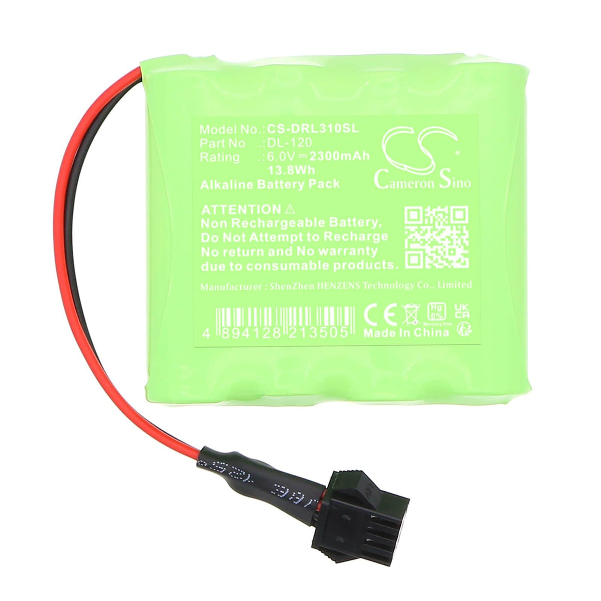 6.0V, Alcaline, 2300mAh, Batterie de serrure de porte compatible avec Intellikey, 100219, Dl0007-00001, 13.8Wh Serrure de porte Cameron Sino Technology Limited