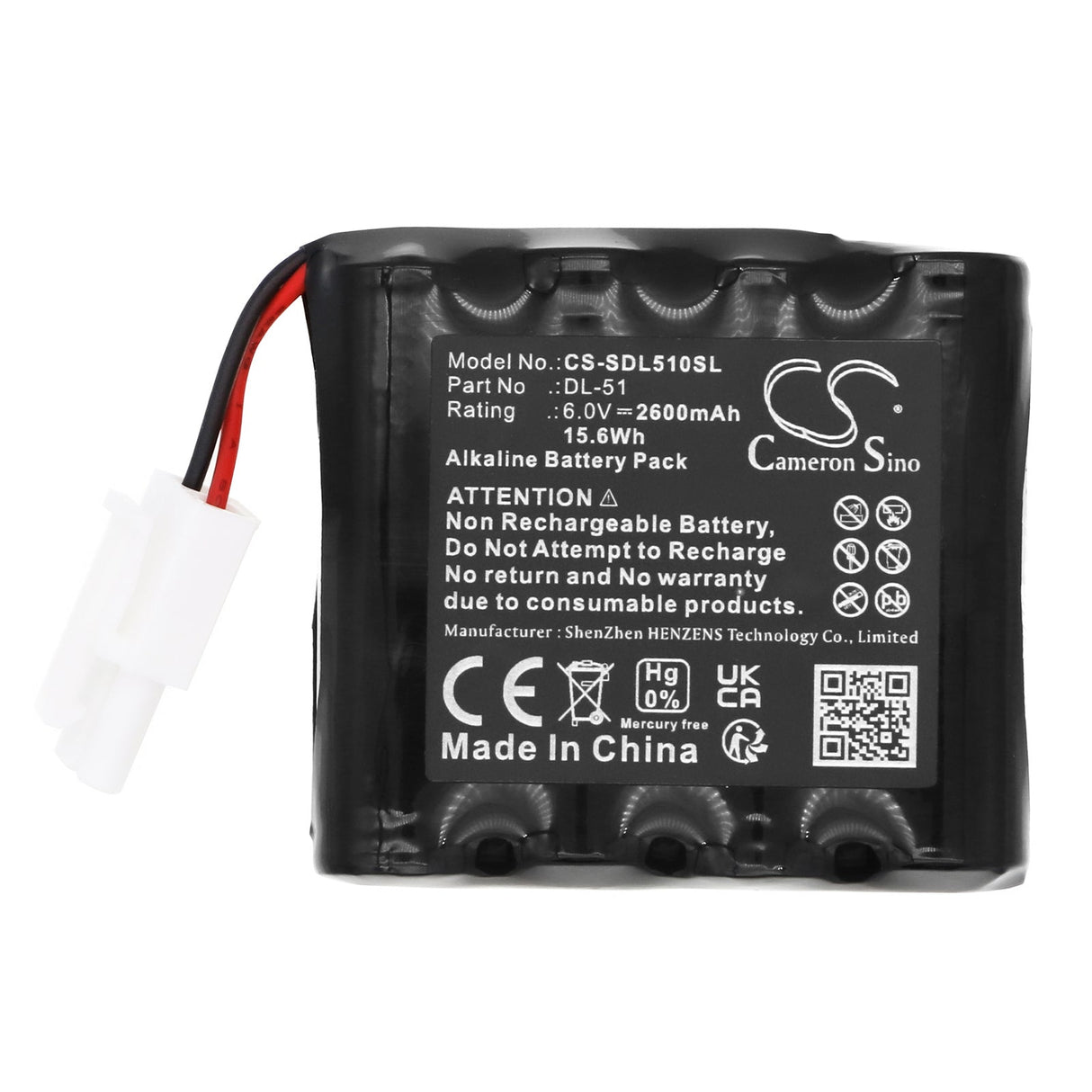 6.0V, Alcaline, 2600mAh, Batterie de serrure de porte compatible avec Sag, Megalock, Safe-o-pin, 15.6Wh Serrure de porte Cameron Sino Technology Limited
