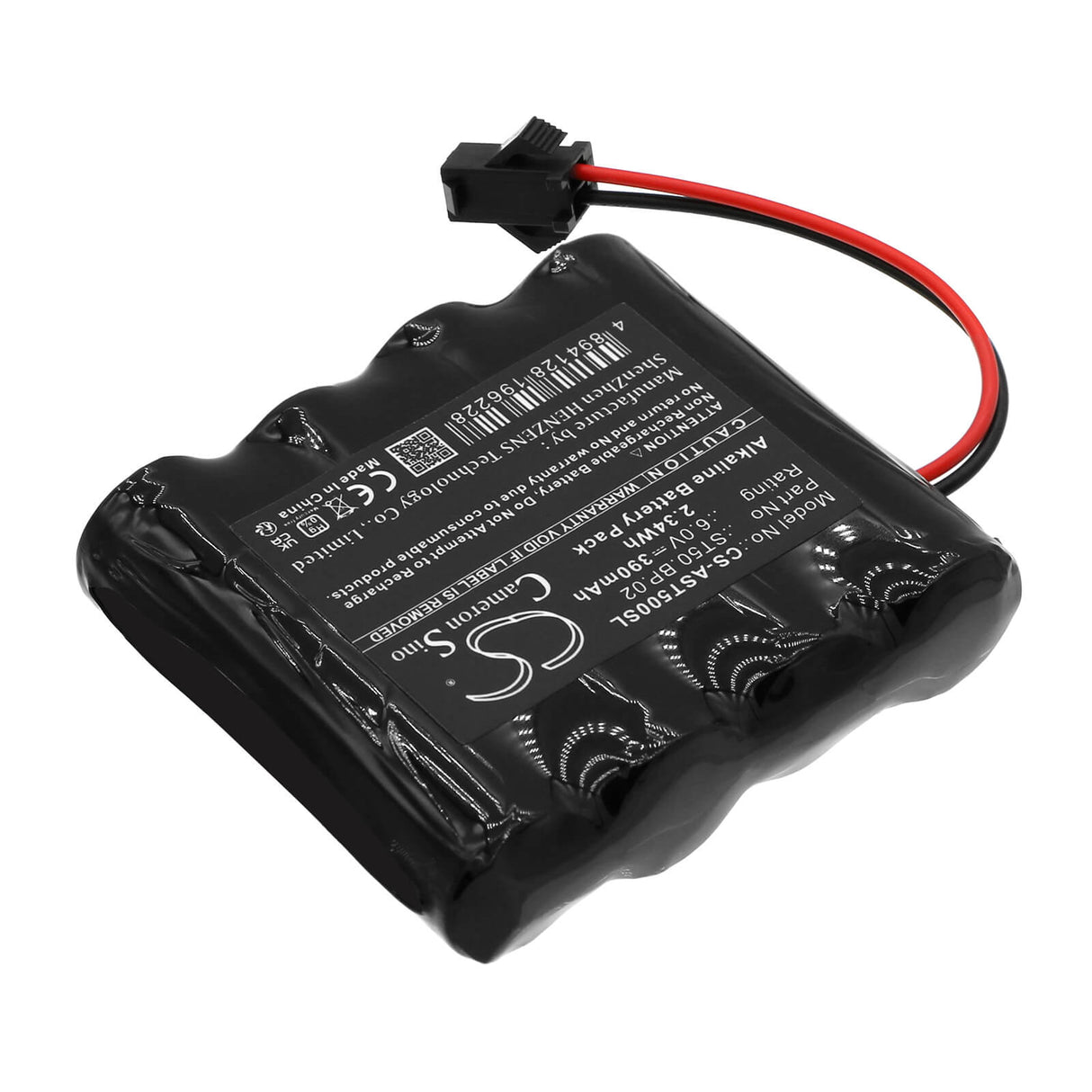 6.0V, Alcaline, 390mAh, Batterie de serrure de porte compatible avec Amadeo, St50.bp.02, A-lock St50, 2.34Wh Serrure de porte Cameron Sino Technology Limited