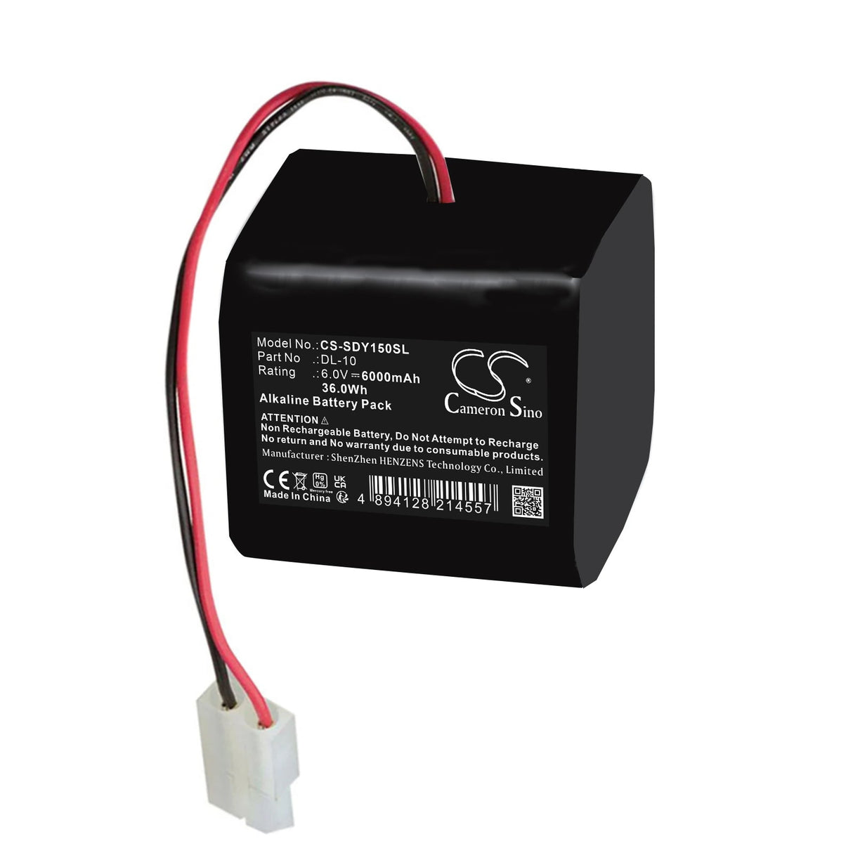 6.0V, Alkaline, 6000mAh, Door Lock battery fits Alarm Lock, DL-10, 1u106, Bca2500-4ewp-w9030ec, 36.0Wh Door Lock Cameron Sino Technology Limited