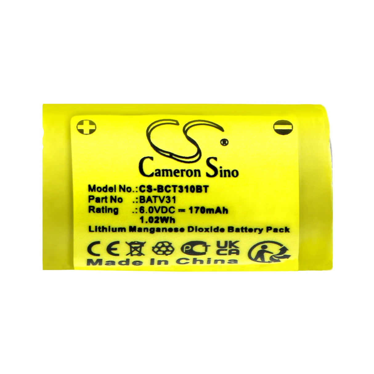 6.0V, Li-MnO2, 170mAh, Alarm Battery Fits Daitem, 604-27d, 1.02Wh Alarm System Cameron Sino Technology Limited
