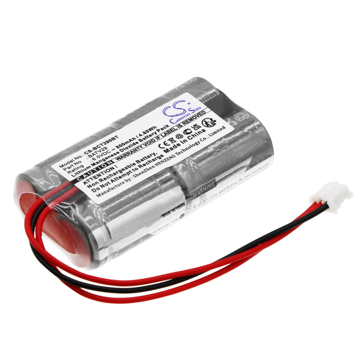 6.0v, Li-mno2, 800mah, Alarm Battery Fits Daitem, 102-27d, 4.80wh Alarm System Cameron Sino Technology Limited