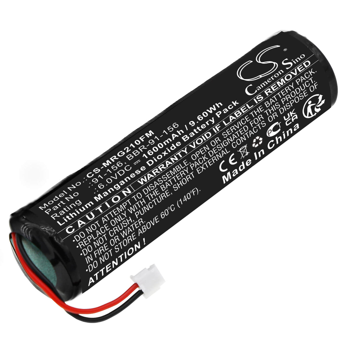 6.0V, Li-MnO2, 1600mAh, Marine Safety battery fits Kannad Marine, Mcmurdo, 91-156, Safelink Ais Sart, Safelink Solo, 9.6Wh Marine Safety & Flotation Devices Cameron Sino Technology Limited