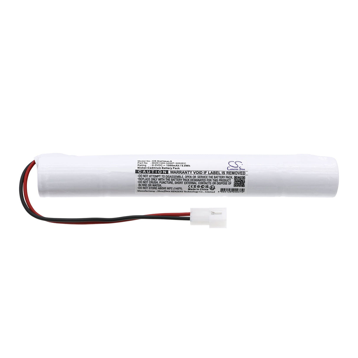 6.0V, Ni-CD, 1500mAh, Batterie d'éclairage d'urgence compatible avec Kaufel, Bgn1300-5awp-3202ec, 850.0034, 9.0Wh Éclairage d'urgence Cameron Sino Technology Limited