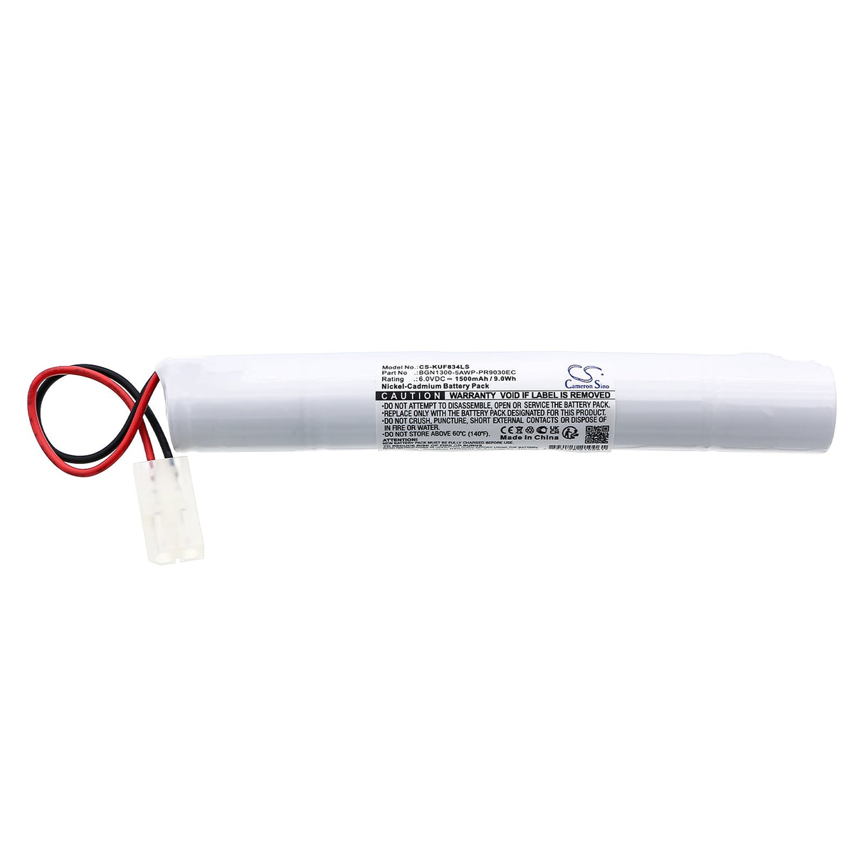 6.0V, Ni-CD, 1500mAh, Batterie d'éclairage de secours compatible avec Kaufel, Bgn1300-5awp-pr9030ec, 850.0034, 9.0Wh Éclairage de secours Cameron Sino Technology Limited
